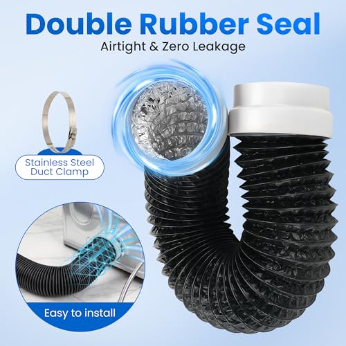 3FT Dryer Vent Hose, Heavy Duty 6-Layer Flexible Aluminum Dryer Duct - size: 4inch 3ft