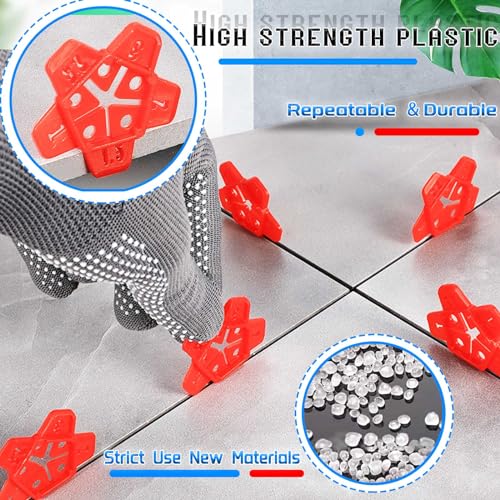 Tile Spacers 300pcs Reusable Multi Size Horseshoe U Shape Plastic Shims Upgraded 5 Sizes in 1 Spacer Tile Cross Spacer Floor Tile Leveling, Suit for 1-1.5-2-2.5-3mm(1/32)(1/16'')(5/64)(3/32)(1/8")Gap