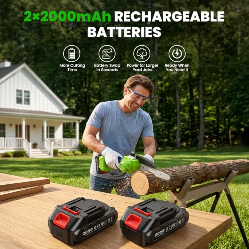 Mini Chainsaw Cordless, 8&6 IN Brushless Electric Chainsaw Battery Powered - color: Green01