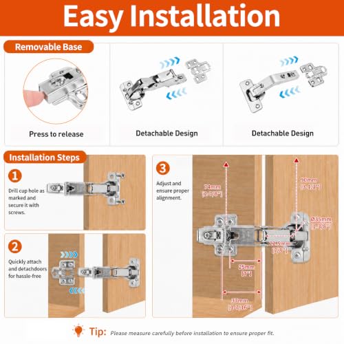 TamBee Complete Lazy Susan Hinge Kit, 2 Pair 175 & 135 Degree Hinge - size: 135° + 175°Full Overlay