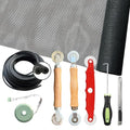 Sliding Screen Door & Window Screen Replacement Kit, 48"x118" Black Fiberglass Screen Mesh with Spline Roller Tool/Hook/Cutter/Ruler - Repair for Windows, Patio, Porch & Sliding Glass Doors - size: 8 in 1