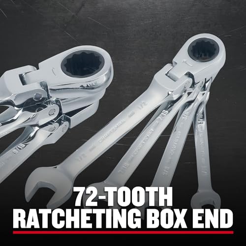 CRAFTSMAN 7-Piece SAE Flex Reversible 72-tooth Ratchet Set, Chrome Finish (CMMT87010)