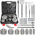 ATOLS 34PCS Concrete Hole Saw Kit, Masonry Concrete Drill Bit Set, Chisel Set with SDS Plus & Max Shanks Wall Hole Saw Drill Bit for Brick Stone Cement Wall, Kit Size 30 40 50 65 80 100 110MM