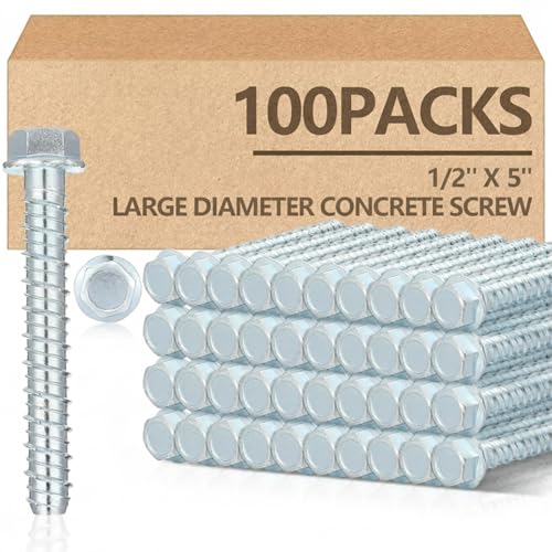 Tandefio 100 Pack 1/2 x 5 Concrete Anchors and Screw Kits Galvanized - size: 1/2" X 5"