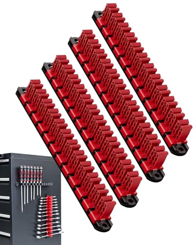 DEHOYI Magnetic Screwdriver and Wrench Organizer for Workshop, Garage | Heavy-Duty Tool Organizer for 48 pcs Tools & Space-Saving Tool Holder | Gift for Father and Boyfriend (4 pcs) - color: Red, size: 4 pcs
