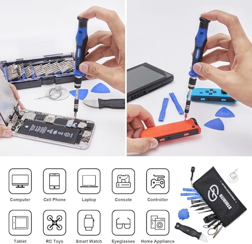 STREBITO 79 in 1 Computer Screwdriver Kit with Anti Static Wrist Strap | 58 Precision Magnetic Bits, Precision Screwdriver Set Electronics Repair Tool Kit for Computer, Laptop, PC, Cell Phone, PS4/5