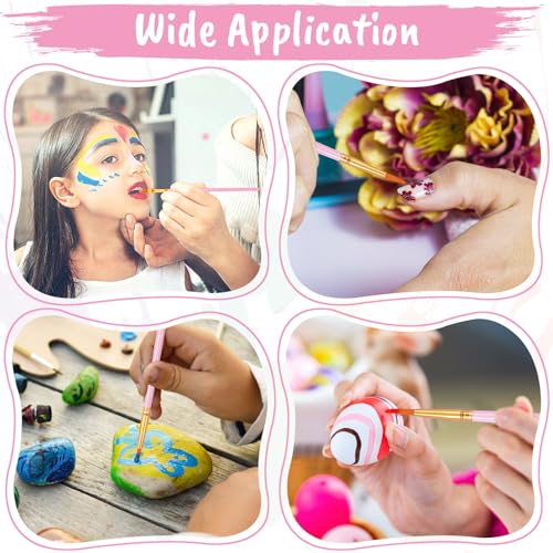 20 PCS Pink Paint Brushes, Nylon Hair Paint Brush Bulk for Acrylic Painting, Cruft Brushes Set for Watercolor Face Detail Painting - color: Pink