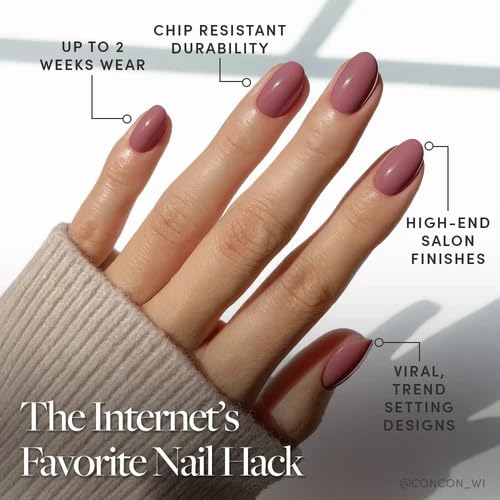 Glamnetic Press On Nails - Short Oval, Glossy Fake Nails 30 Pc Full Kit - color: 2C - Fall Mauve