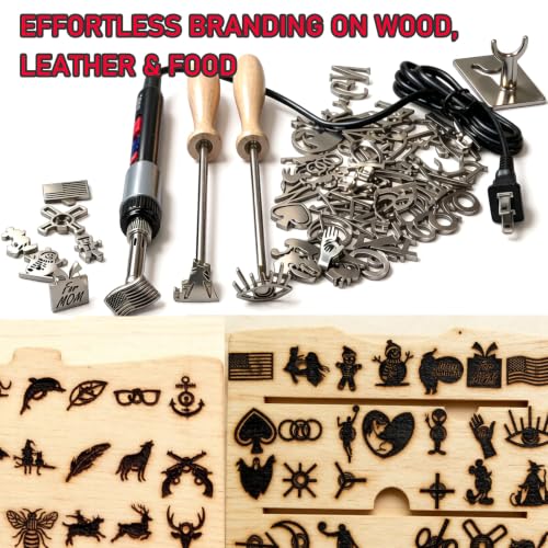ZAGEVIVIN Upgraded Electric Branding Iron with Temperature Display – 26 Letters & 2 Antlers Kit for Wood, Leather, Food (Cake/Steak) – Safe & Easy DIY, BBQ, Crafting Gift (3/5" 55Pcs)