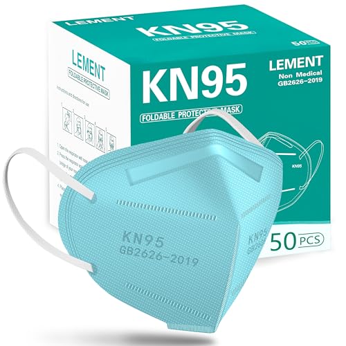 LEMENT KN95 Face Masks,50PCS 5-Ply Blue Breathable Cup Dust Mask For Adults - color: Adult-50 Pack-blue