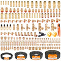 CheeMuii 260 PCS Brass DOT Air Line Fittings with 4 Roll 50FT DOT Air Lines - size: 50FT-4ROLL-260PCS