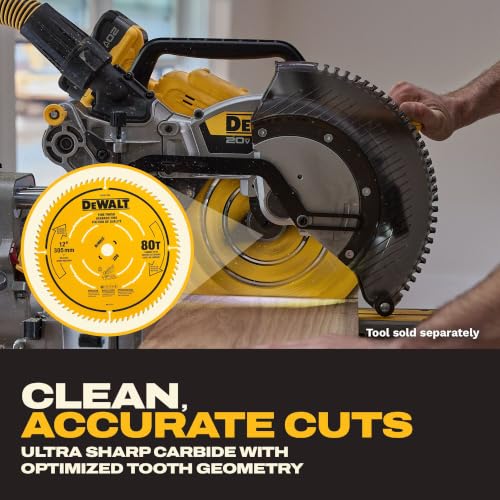 DEWALT 12 Inch 80T Carbide Circular Saw Blade, Fine Finish Saw Blade (DWA11280) - size: One Size