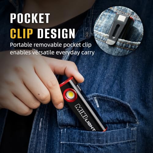 lexall 2 Pack E1 Flashlight, 1200 Lumens Magnetic Pocket EDC Flashlight