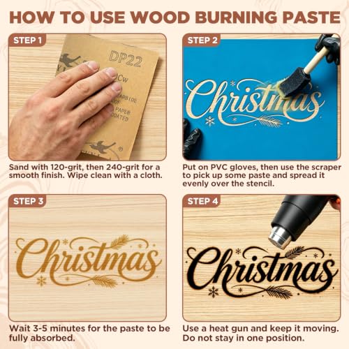 13PCS Wood Burning Paste Kit, 4OZ Wood Burning Gel with Single Sided Wood Burning Pen Marker for Easy Application & Beautiful Engravings, Ideal DIY Craft Kit for Beginners and Handmade Enthusiasts