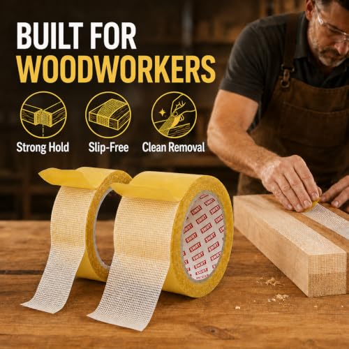 SWRT Double Sided Fabric Tape 1 & 2 Inch x 33 FT, 2 Rolls – Heavy Duty - color: Yellow, size: Fabric Tape 1 & 2 Inch x 33 FT, 2 Rolls