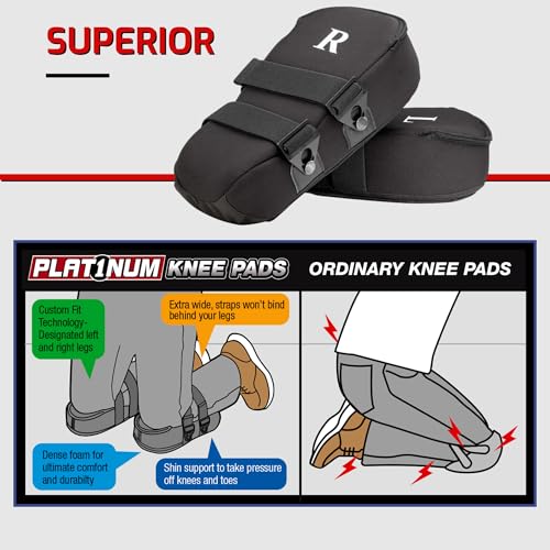 Platinum Foam Knee Pads for Work, Heavy Duty Kneepads with Shin Support