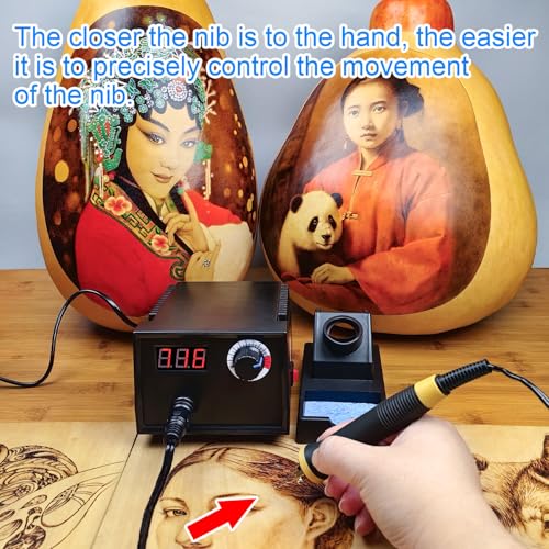 FIRElood Wood Burning Tool,Wood Burning kit Pen 25~750℃,Professional Wood Burning kit,with Digital Thermometer Temperature Adjustable Temperature,1 Wood Burning pens, 30 Wood Burning Pen Tips - color: LH40-1 NEW