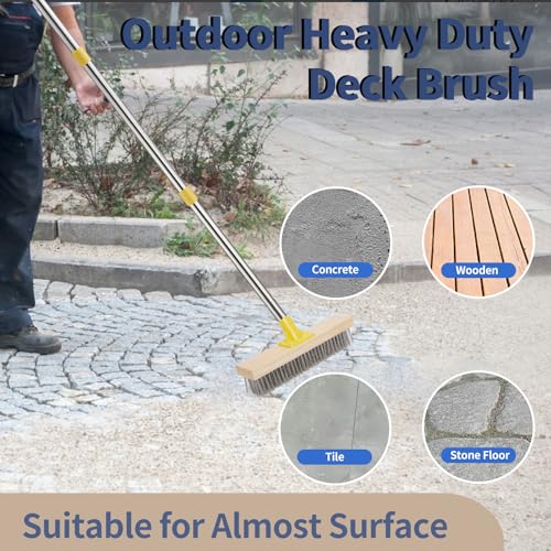Stainless Steel Deck Brushes with Long Handle for Scrubbing Concrete Floor