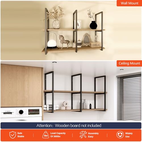 2-Tier Square Shelf Bracket, Wall & Ceiling Mount, 3 Pack - size: 2 Tier Bracket-3 Pack