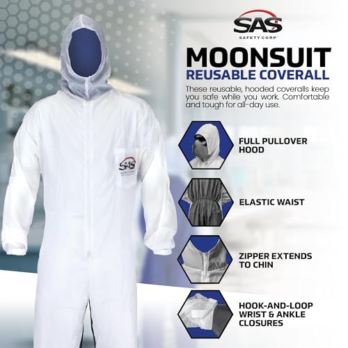 SAS Safety 6938 Moon suit Nylon Cotton Coverall, Large, White - size: Large