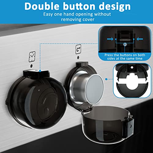 Gas Stove Knob Safety Covers | Oven Lock Baby Proofing - Heat Resistant - color: Black
