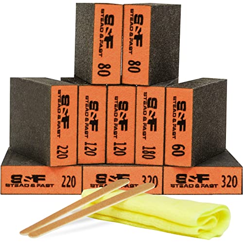 S&F STEAD & FAST Sanding Sponge 60 80 120 180 220 320 Grit 10 Pcs