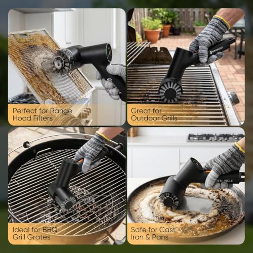 Electric Grill Cleaner Brush for Outdoor Grill with SS Rotary Head, 3 Speed