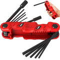 11-Piece Large Folding Hex Key Set SAE (3/32"-1/2"), Heavy Duty Allen Wrench Set, Portable Tool for Archery, Bike Repair, Furniture, and Basic Home Maintenance (Red) - style: 11-Piece SAE (Folding - Red)