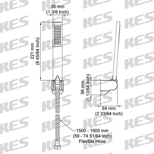 KES Brass Handheld Shower Head, Matte Black, Wall Mount, with Hose & Holder - color: Matte Black