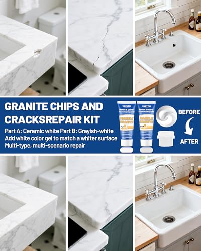 Tile, Marble and Granite Repair Kit (Color Match), Fix Holes Dents Defects