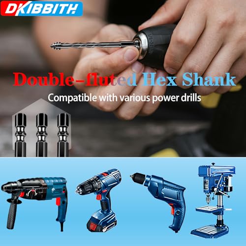 DKIBBITH 4-Flute Serrated Masonry Drill Bit Set (10-Piece, Black) - 3/16" to 1/2" for Concrete, Tile, Brick, Glass, Ceramic - size: 10 Piece 3/16"-1/2" Serrated Drill Bit Set