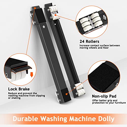 Ronlap Furniture Washing Machine Dolly Extendable Appliance Rollers, Black - color: Black