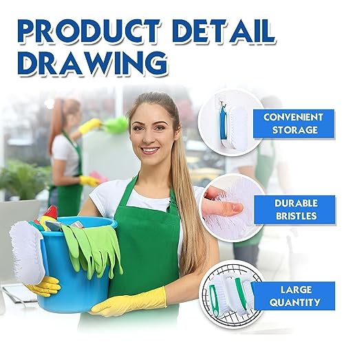 Lallisa 12 Pcs Scrub Brush Bulk for Cleaning with Handle, Blue, Green - color: Blue, Green