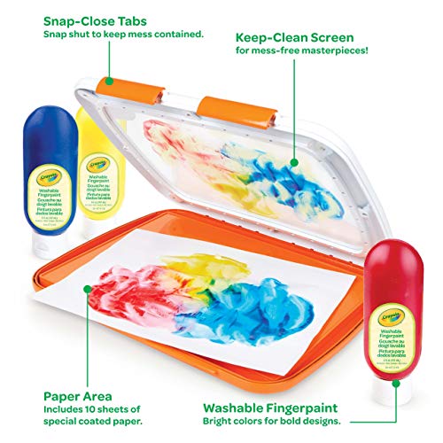 Crayola Mess Free Finger Painting Station – Washable Finger Paint for Toddlers, Spring Arts & Crafts Set, Sensory Activity, Travel Toy, Ages 1+ - size: 1 Count (Pack of 1), style: Fingerpaints
