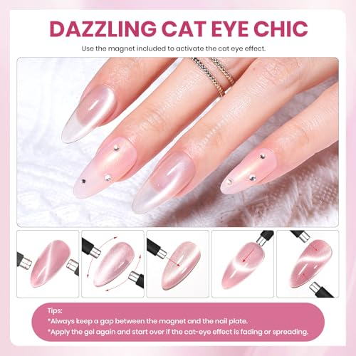 Beetles Cat Eye Gel Nail Polish Set, 36 Colors Jelly Shimmer Nail Gel | with Base Coat, Glossy$Matte Top Coats, Plus Nude Blush Pink White Lavender Shades for Uv Led Manicures - color: 20 colors Glowy Grace
