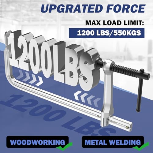 12 Inch Heavy-duty Bar Clamps (1200 lbs), 4-Pack, 4-3/4" Throat, Thickened F Clamps for Welding, Metalworking and Woodworking - style: 1200 Lbs