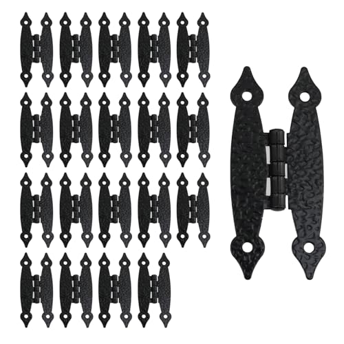 T Tulead Black H Hinges Iron Furniture Cabinet Hinges 20PCS - color: Black-20pcs