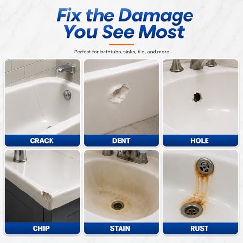 Porcelain Repair Kit White, High-Gloss Chipped Sink, Tub & Tile Repair Kit - color: No.01 White