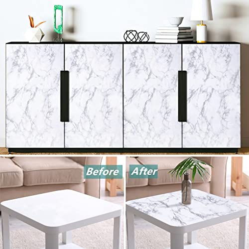 Arthome White Marble Contact Paper - Peel and Stick Wallpaper - Self-Adhesive & Removable Wall Paper for Furniture Desk, Kitchen Countertop, Cabinet, Shelf Liner, Wallcovering, (17"x240") - color: White Marble, size: 17" x 240"