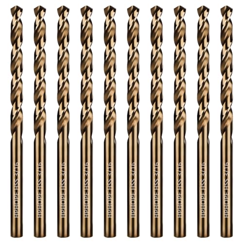 3/16 Inch HSS Twist Drill Bits 10Pcs, HPHOPE 3/16" Jobber Drill Bits Set, Straight Round Shank, Suitable for Drilling in Hard Metal, Stainless Steel, Cast Iron - size: 3/16 Inch, 10Pcs