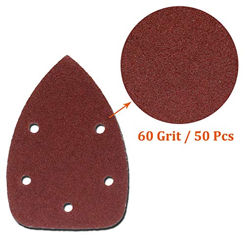 50 Pcs Mouse Detail Sander Sandpaper, 60 Grit, 5 Hole - size: 60 Grit - 50 Pcs
