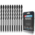 10-Piece 1/4" Masonry Drill Bits for Tile Glass Ceramic Wall Brick Stone Soft-Metal Wood, 1/4 Inch Concrete Drill Bits Cement Drill Bit Set, 3-Flat Shank, YG8 Carbide Tungsten Steel Alloy Tip 6mm - size: 10 Piece 1/4 Inch Drill Bit Set