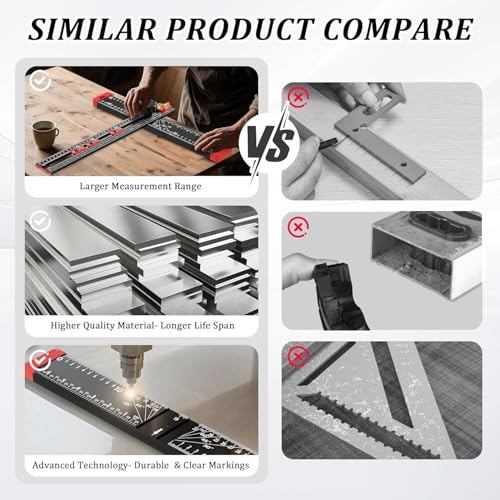 4-in-1 Drilling Positioning Jig, 35cm/14inch Multifunctional T Square Adjustable Angle Ruler, Cabinet Hardware Jig, Making Guage Tools for Woodworking Cabinet Drawer Door Hole Punching