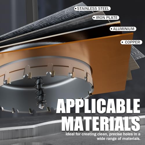 Heavy Duty Carbide Hole Saw Set, 3-15/16” (100mm), Extra Deep Cutting Depth of 1.1 Inches (28mm) - Ideal for Stainless Steel, Mild Steel, Iron, Copper, Brass, and Plastic - size: 100mm(3-15/16")