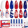 Beetles 4th of July Gel Nail Polish Set, 6 Color Red White Blue - color: A-Red White Blue | Song of freedom