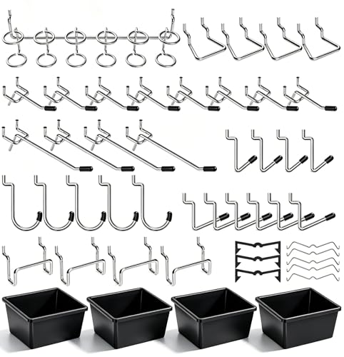 Pegboard Hooks with Bins, Peg Locks, for Organizing Various Tools, 117 PCS, 60 of Which are Locks - style: 117PCS