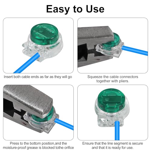 Wire Connectors Assortment Kit 251pcs, Waterproof Gel-Filled IDC Network Cable Telephone Wire Splice Connectors Include UY/K1, UY2/K2, UR/K3, UR2/K3 and UG/K5, Phone Wire Butt with Crimping Plier