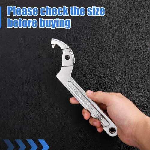 Adjustable C Spanner Hook Wrench Tool with Round Head, 1 1/4-3 Inch (32-76mm) Capacity, Pin Spanner Nut Wrench Tool for Machine Tools, Vehicles, Mechanical Equipments, Chrome-Vanadium Steel - size: 1 1/4-3"(32-76mm)