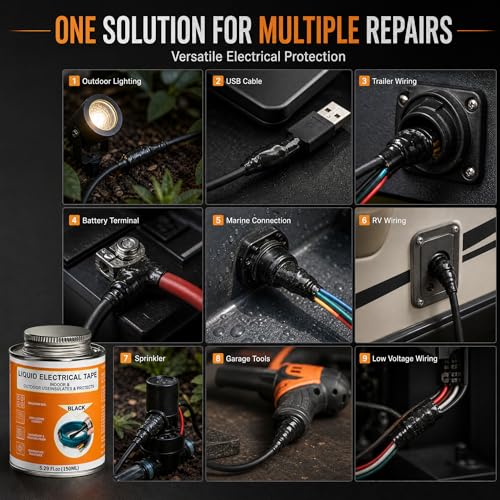 5.29 oz Liquid Electrical Tape Quick-Drying Insulating Glue with Brush Cap - Quick-Dry Waterproof Sealant for Wires, Cables, Connectors, Outdoor & Automotive Electrical Equipment (Black) - color: Black