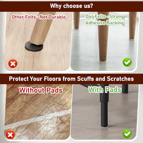 288 Pcs Self Adhesive Felt Furniture Pads 3/4", Felt Pads for Coasters Bottom Dots Felts Floor Protectors for Furniture Thick Cabinet Door Bumpers for Chair Legs Felts Pad Small for Hardwood Floors